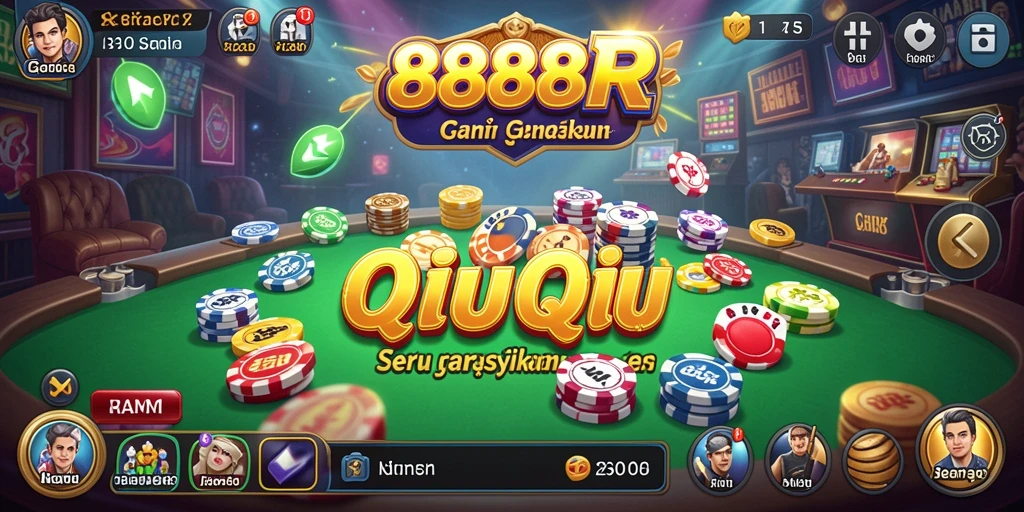 Screenshot utama 888R menunjukkan gameplay QiuQiu yang seru dan dinamis.