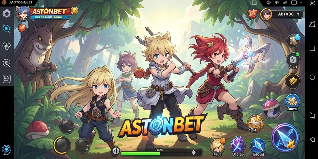 Screenshot gameplay ASTONBET yang menampilkan pertarungan karakter Anime.