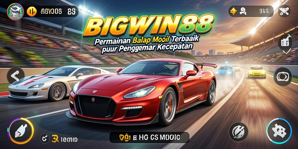Tampilan menegangkan dari gameplay balap mobil BIGWIN88.
