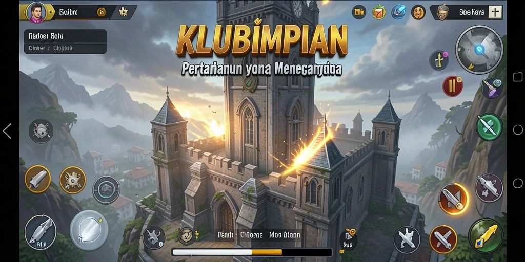 Tampilan gameplay KLUBIMPIAN yang menegangkan saat menghadapi gelombang musuh.