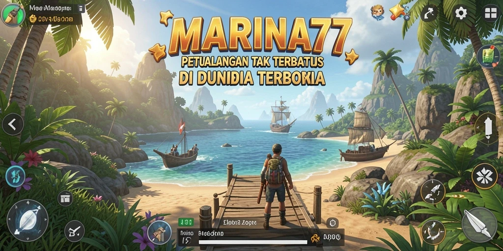 Tampilan dominasi dunia terbuka di MARINA77 dengan berbagai karakter dan lingkungan.