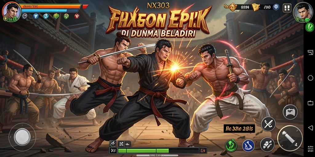 Gameplay NX303 yang intens dan menegangkan dalam pertarungan mendebarkan.