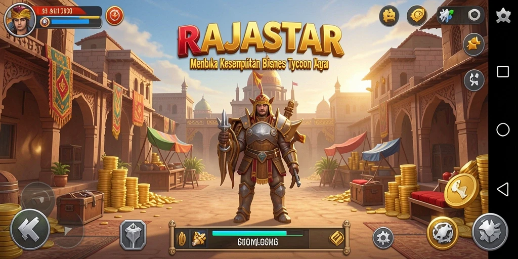 Tampilan gameplay menarik dari RAJASTAR yang penuh strategi Tycoon.