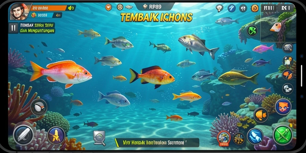 Screenshot gameplay RR89 menampilkan aksi tembak ikan yang seru.