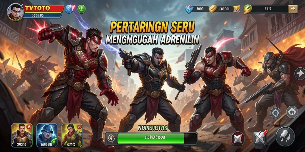 Tangkapan layar gameplay TVTOTO yang penuh aksi pertarungan.